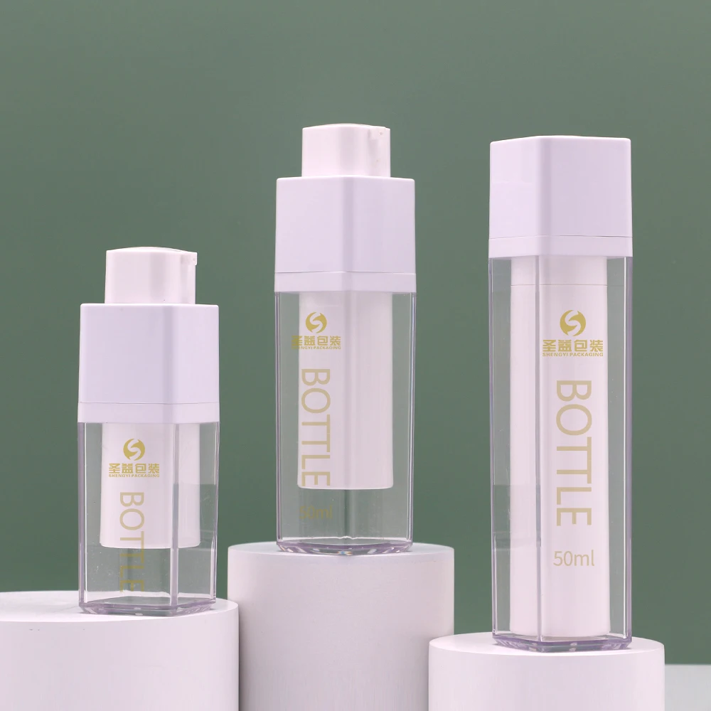 15ml 30ml 50ml Double Wall Square Twist Up Airless Pump Tube Acrylic Cosmetic Serum Lotion Airless Pump Bottles