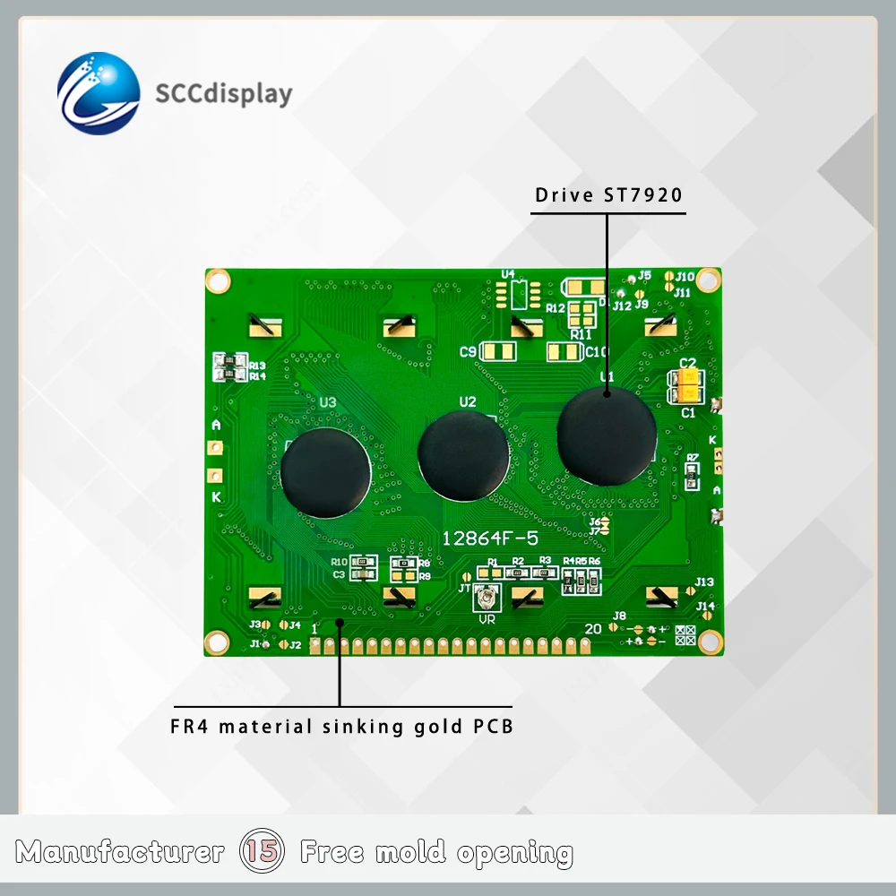 wholesale industrial control 128X64 graphic lcd JXD12864F-5 STN Blue negative monochrome lcd display With Chinese font library