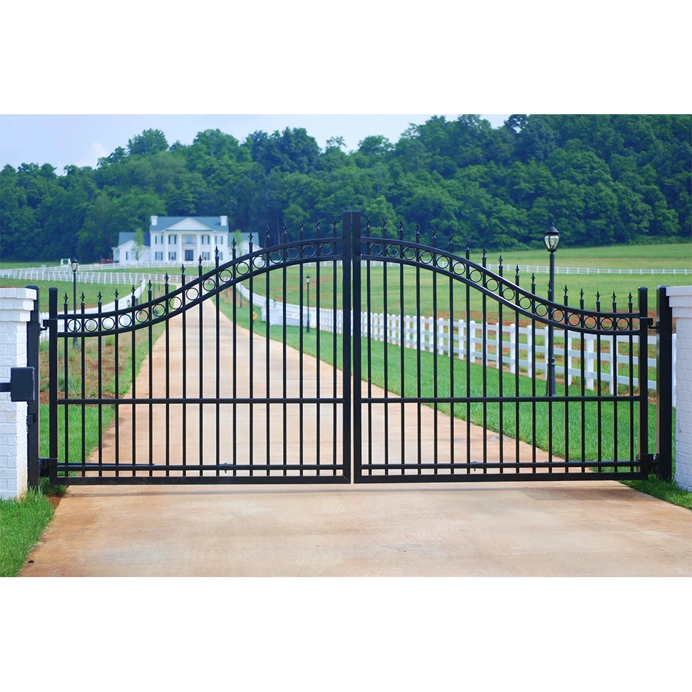 Modern Full View Iron Art Latte Garage Door Low Price Automatic Garden Door