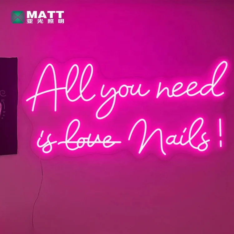 Matt Dropshipping Custom Nails Neon Sign Store Business Logo Beauty Salon Acrylic Led Nail Room for Wall