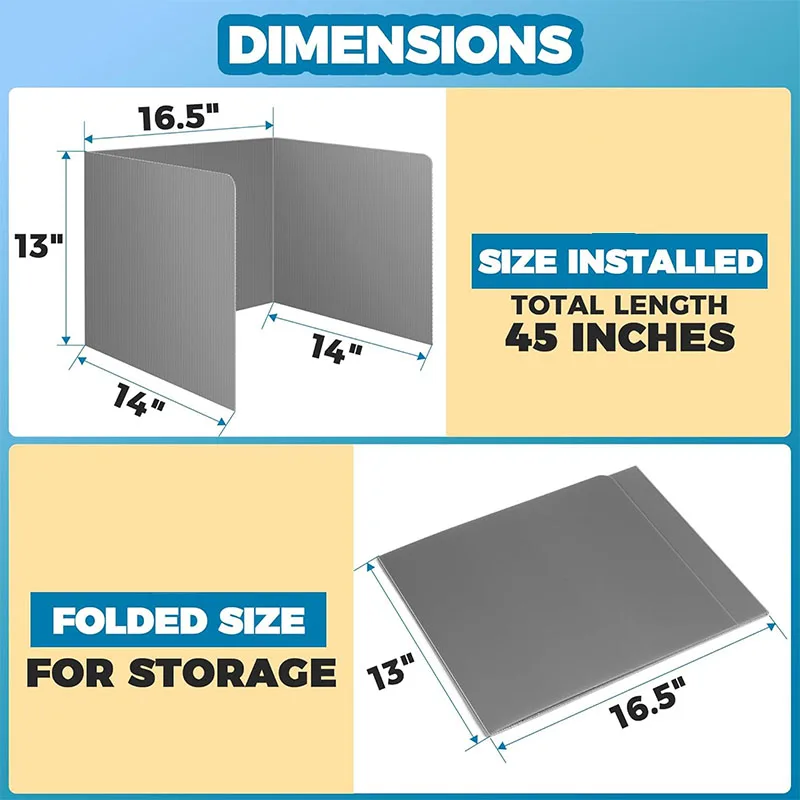Waterproof Plastic Privacy Shield Divider Grey Students Desk Dividers Study Carrel Folder Boards for Student Desks