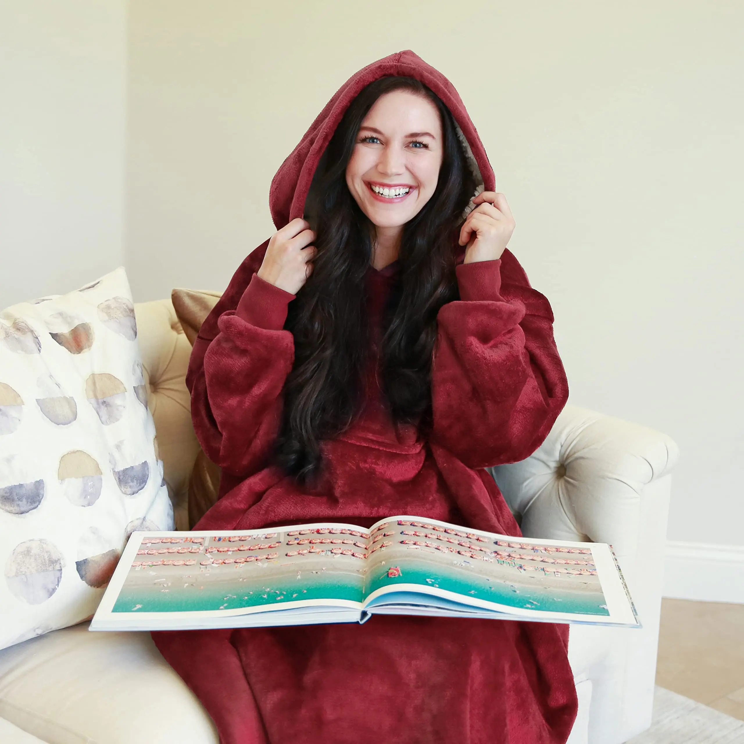 Adults Sherpa Fleece Blanket Hoodie Oversized Sweatshirt Blanket with Pockets