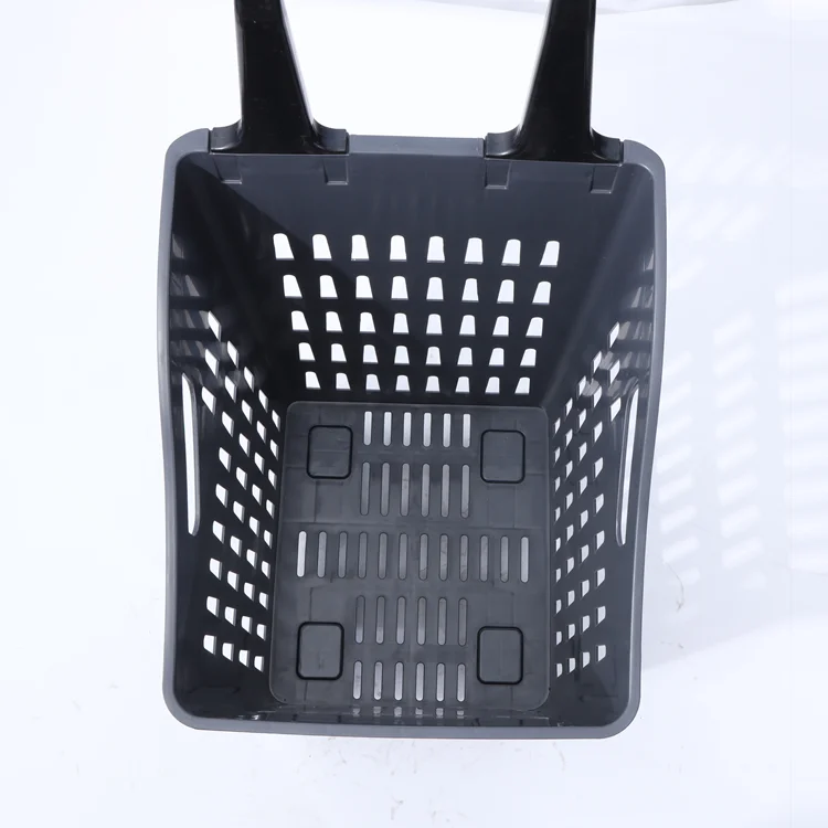 New product Supermarket shopping cart Folding four wheels plastic hand pull Shopping Basket