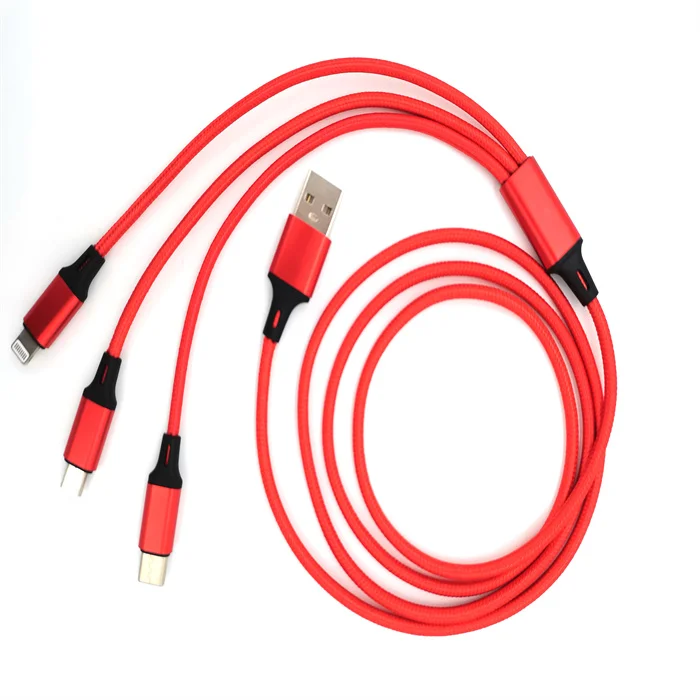 Factory wholesale One drag three 2A quick charging data cable is suitable for all kinds of collocations