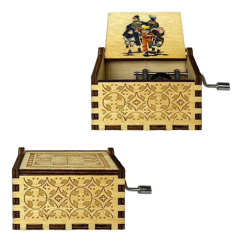 New Arrival Customized Wooden Mini Music Box Hand Cranked Laser Engraved Music Boxes Custom Song Christmas Gifts