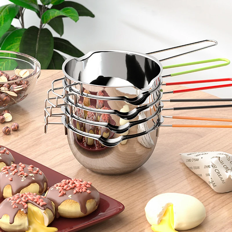 Baking Tools Chocolate Double Boiler Pot Stainless Steel Candle Melting Spoon Butter Heating Melting Bowl with Long Handle