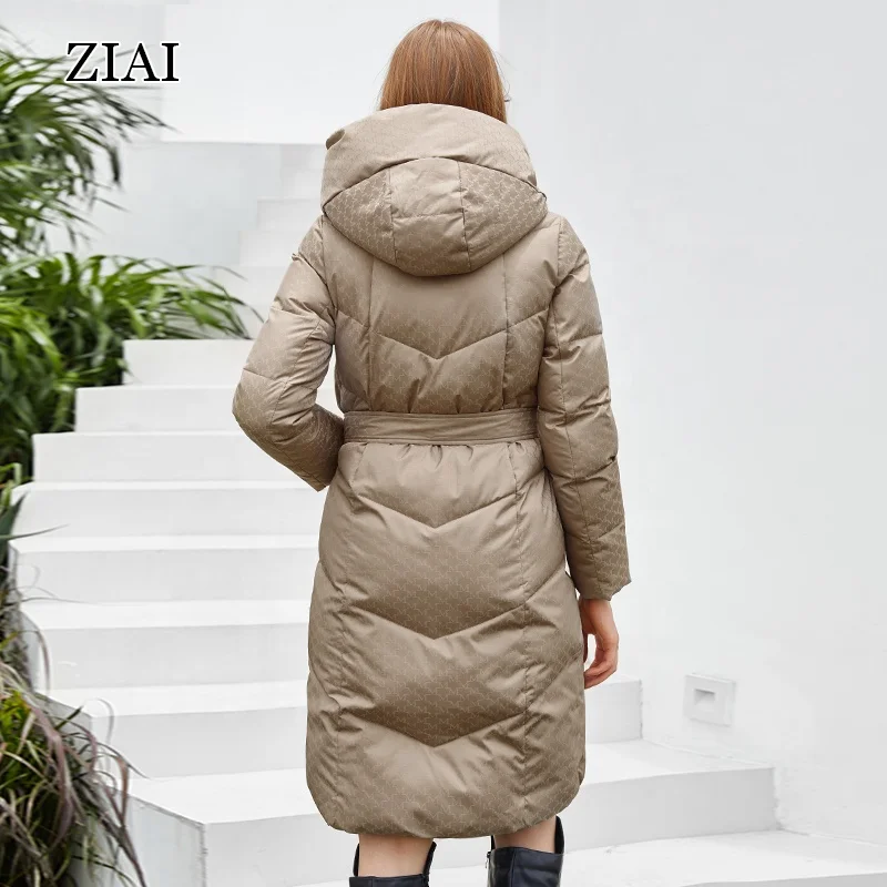 Winter New Long Thick Padded Coat High Quality Printed Fabric Coat Fashion Casual Belted Jacket Wholesale