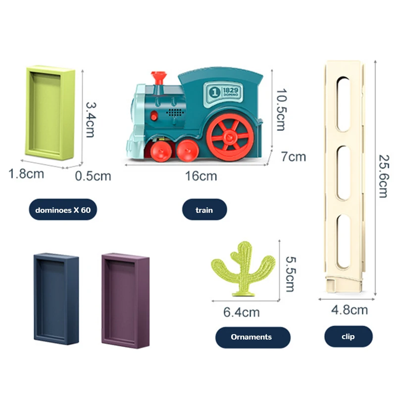 Intelligence Gifts DIY Domino Car Automatic Placement Electric Domino Block Train Toy Set For Kids With Light Sound