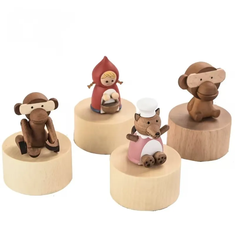 High quality wooden music box cute animal shape music box exquisite  gift toy music box