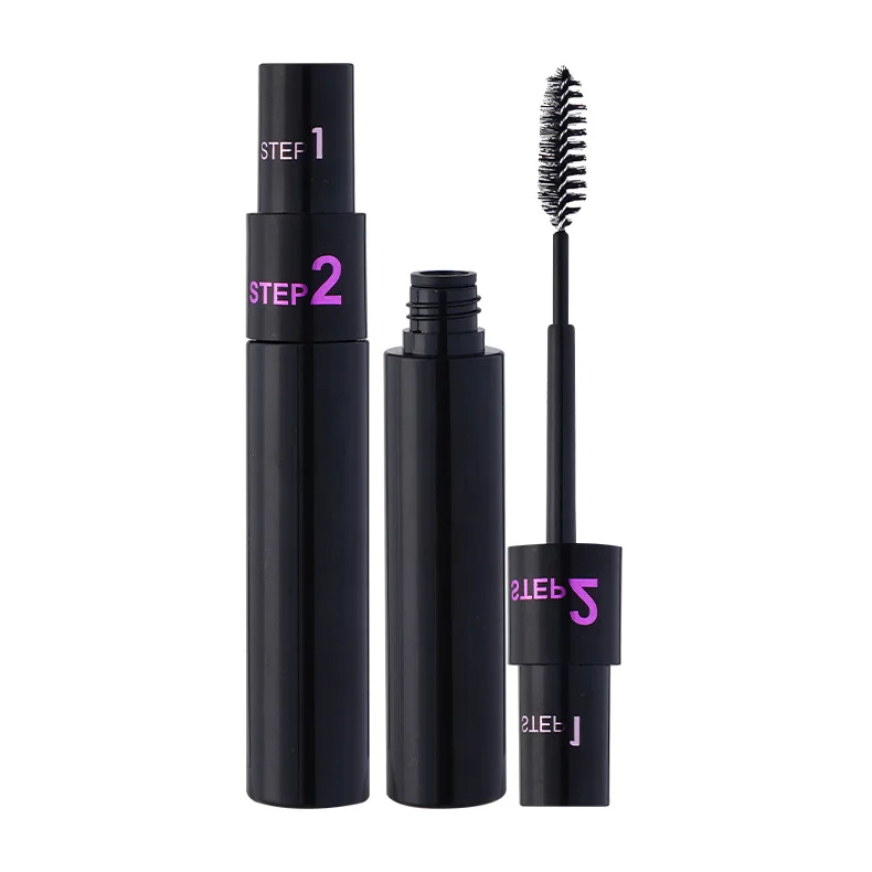 Two Step 4D Silk Private Label No Logo High Quality Oil Free Waterproof Volume White Vegan Brown 3D Fiber Mascara OEM