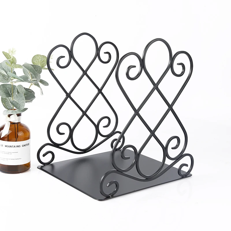 European Hot Sales Retro Metal Bookends Black L-Shaped Bookend Supports on Office Desk And School
