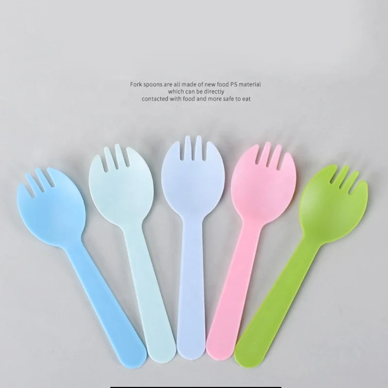 Cutlery disposable Ready to ship white soup take away to go factory price colorful small moq fast food disposable cutlery with s