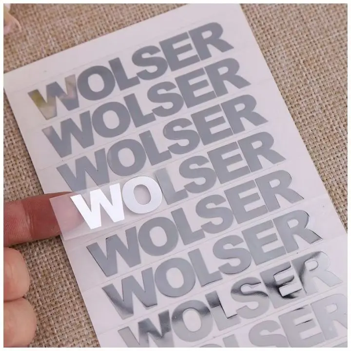 Metal label Metal word metal LOGO custom separation sticker transfer sticker hot stamp sticker custom made