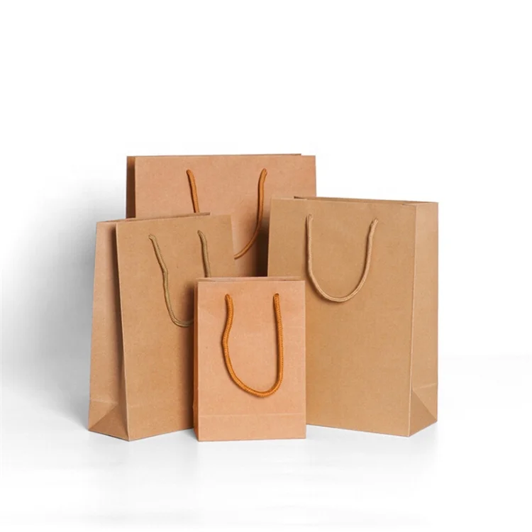 KM Custom 100% Recycled Packaging Food Brown Kraft Paper Bag Gift/Shopping/Free Sample