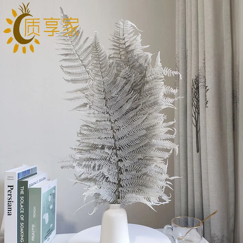 Gray Flora Preserved Real Fern Leaves Flowers for Fern for Home Wedding Decoration