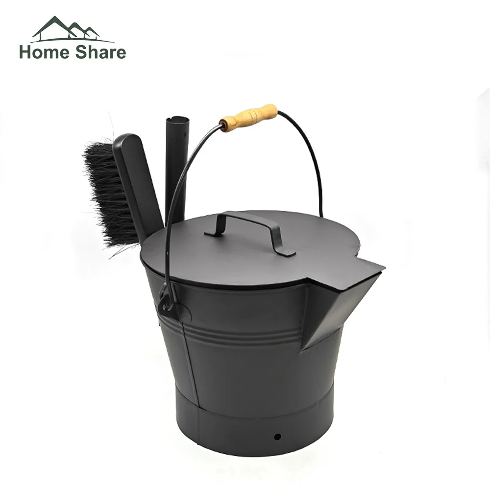 Coal and Ash Bucket with Shovel and Hand Broom Fireplace Tools Sets for Fireplaces Hearths Fire Pits