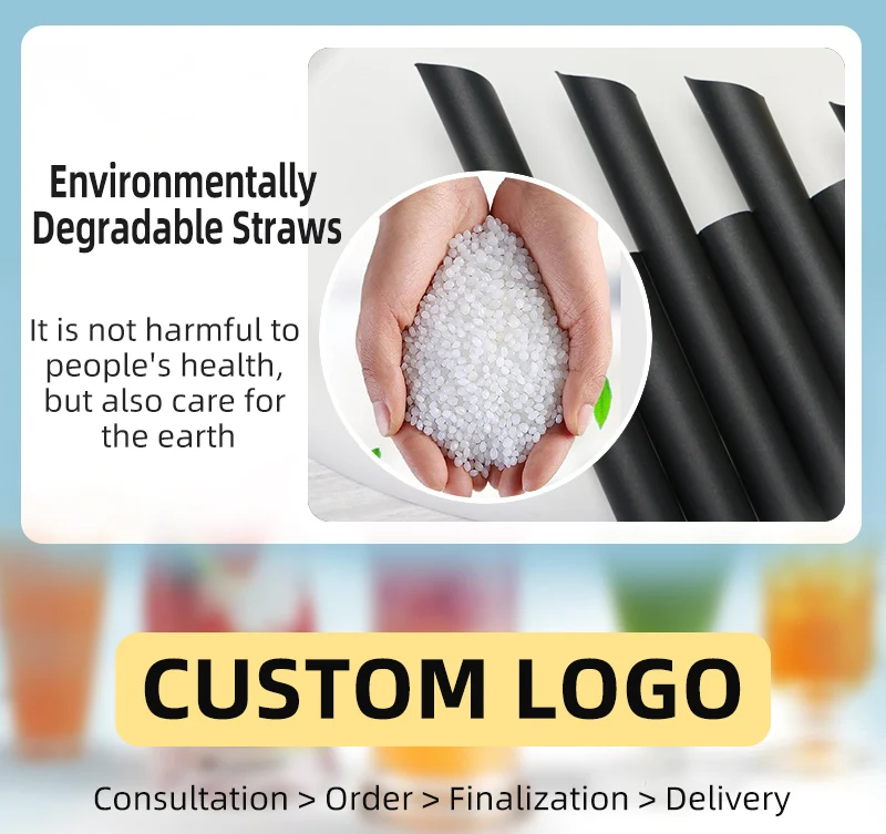 disposable straw packs, Custom Single use purple colored PLA ecofriendly biodegradable Coffee drinking plastic disposable straws