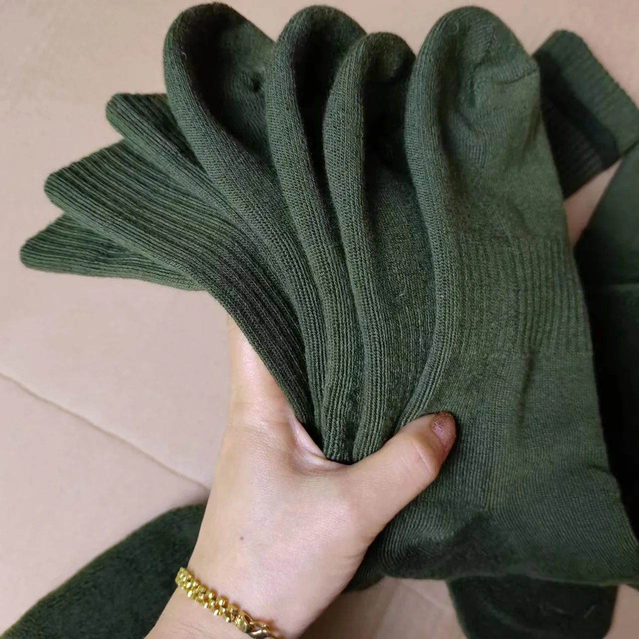 custom logo Jungle Green sport boot cotton army green socks Skiing Trekking Hiking Wading Trail Socks Camouflage Athletic Socks