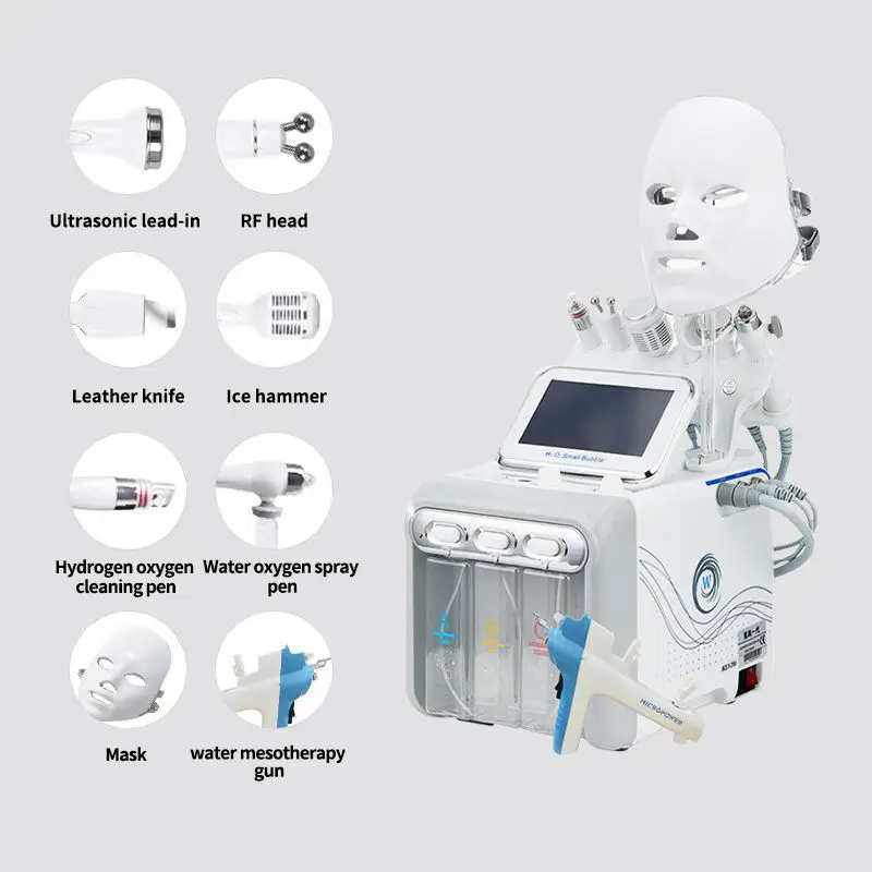 7in 1  Mask Oxygen Injection Nano Spray Rf Ultrasonic Multifunction Skin Care Beauty For Oxygen Facial