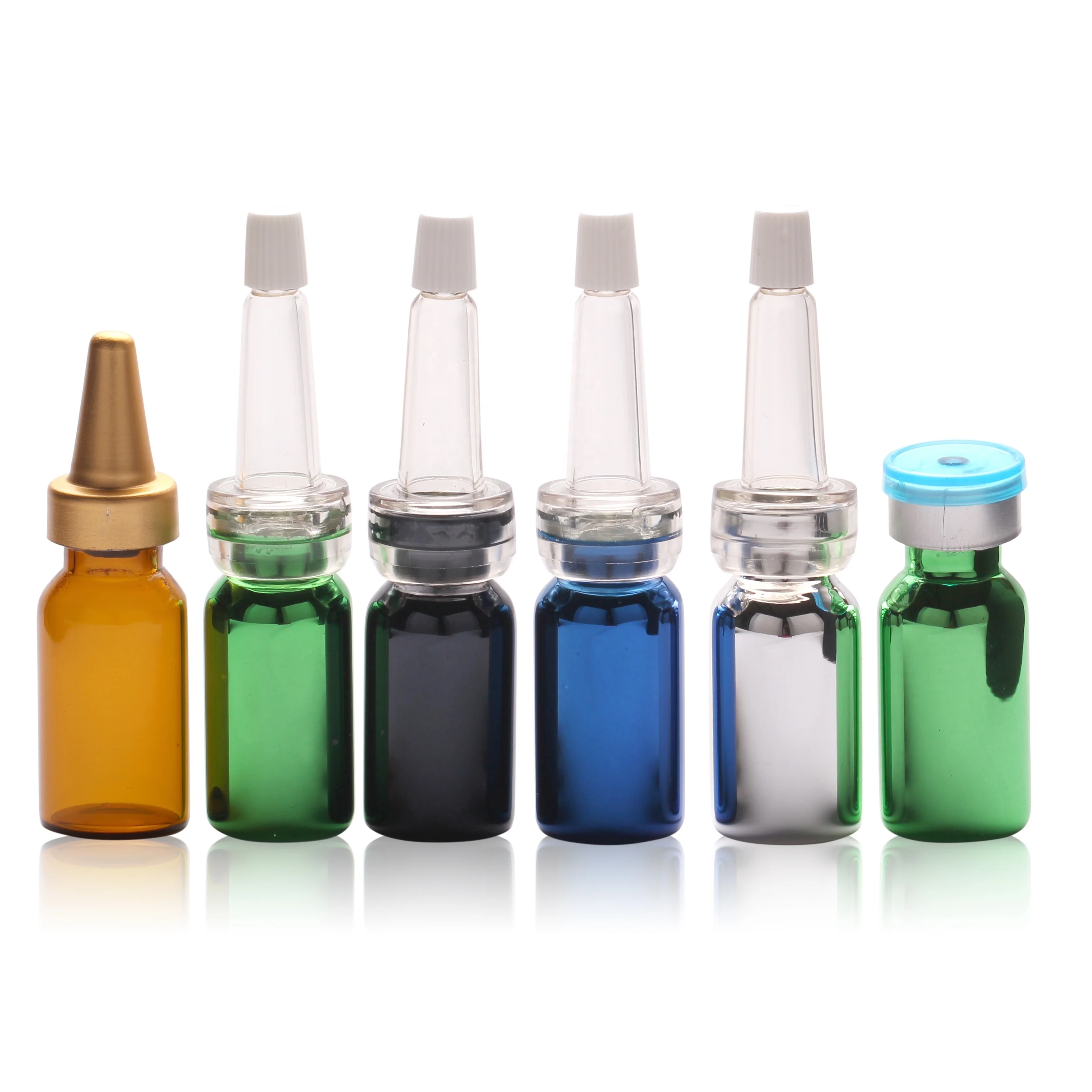 TP-2-01 3ml 5ml brown glass dropper bottle with PVC horn head cap trumpet aluminum plastic cap for essence and medicine