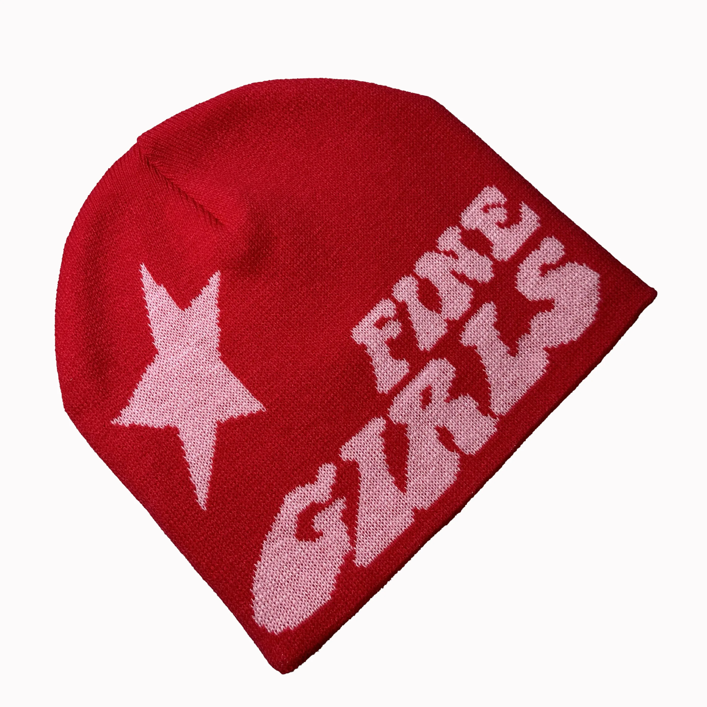 OEM Beanie Manufacturer High Quality Custom Acrylic Puff Jacquard Knitted Beanie Hats