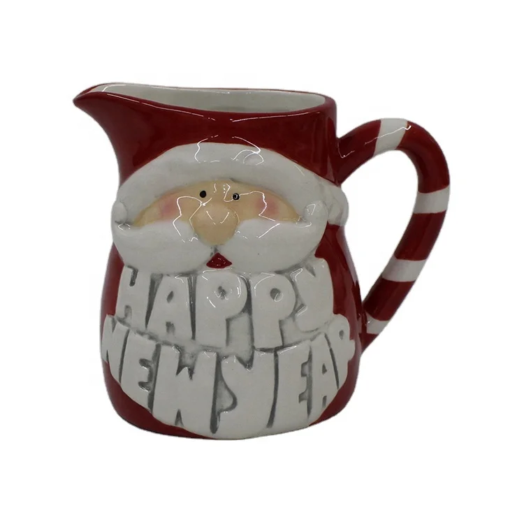 Custom Factory Design Ceramic Christmas Handmade Tableware Decorations Santa Claus Jug Pot