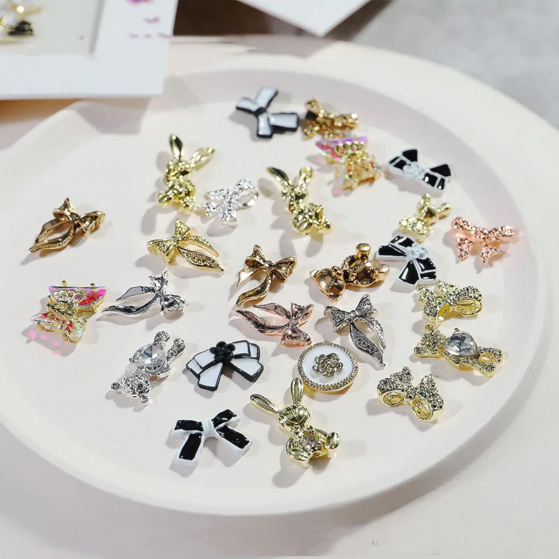 Heart Butterfly Bear Shape Nail Charms Accessories Art Nail Rhinestone For Decoration Press On Nails