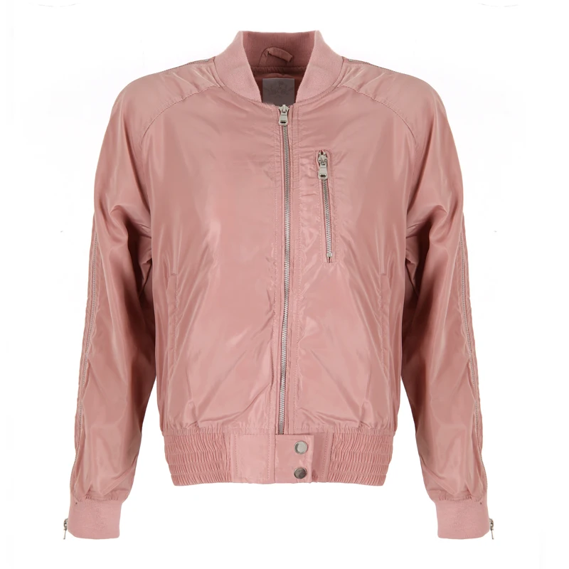 
The latest rose gold jacket women outdoor clothing polyester fashion zipper bomber jacket 