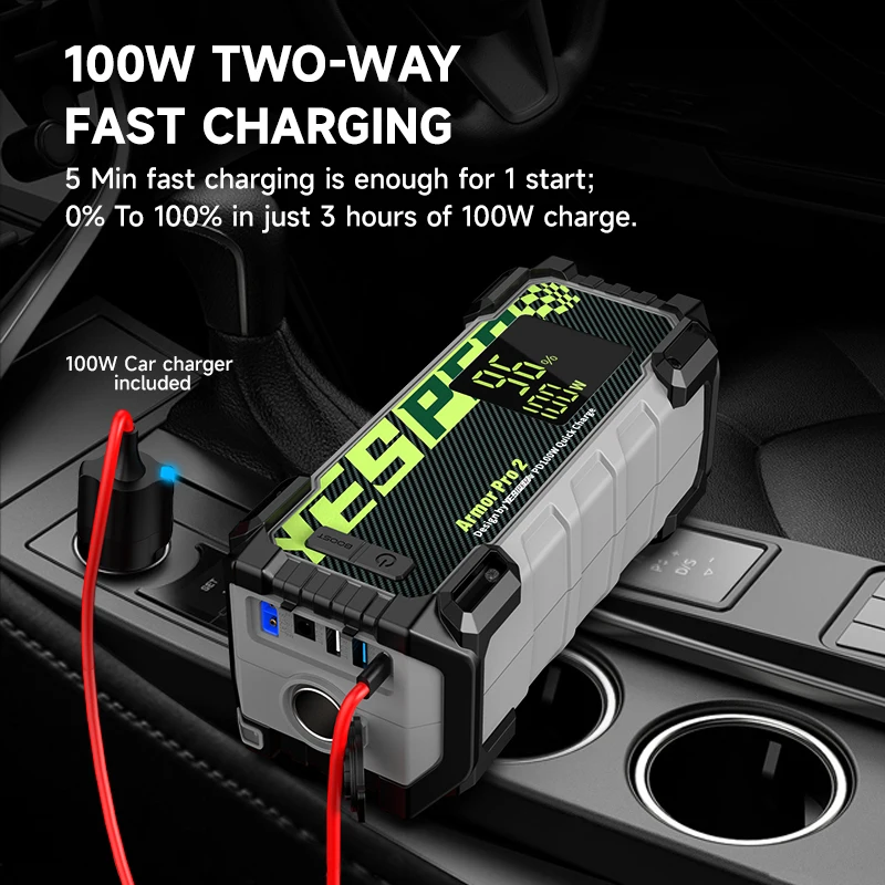 Yesper Armor pro 2 Fast Charge Lifepo4 Battery 300W car power bank station with smart LCD display for camping