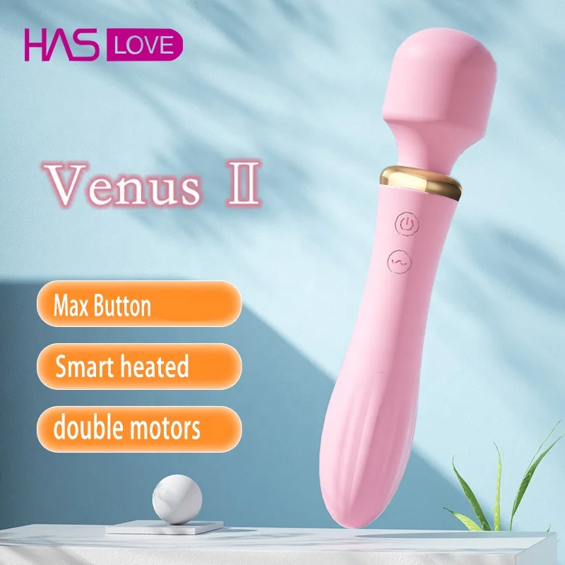 Haslove хит продаж Венера палочка с подогревом Двойные головки дилдо вибратор 20 режимов взрослый для женщин секс-игрушки