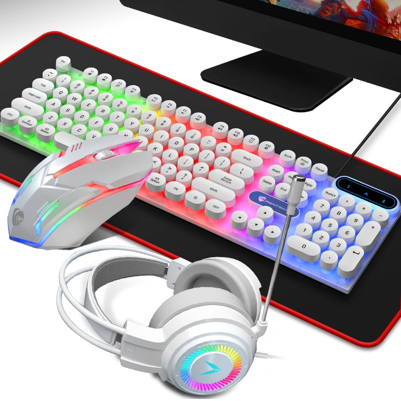 Игровой Комплект 4 в 1, USB-клавиатура и мышь со светодиодной RGB Подсветкой