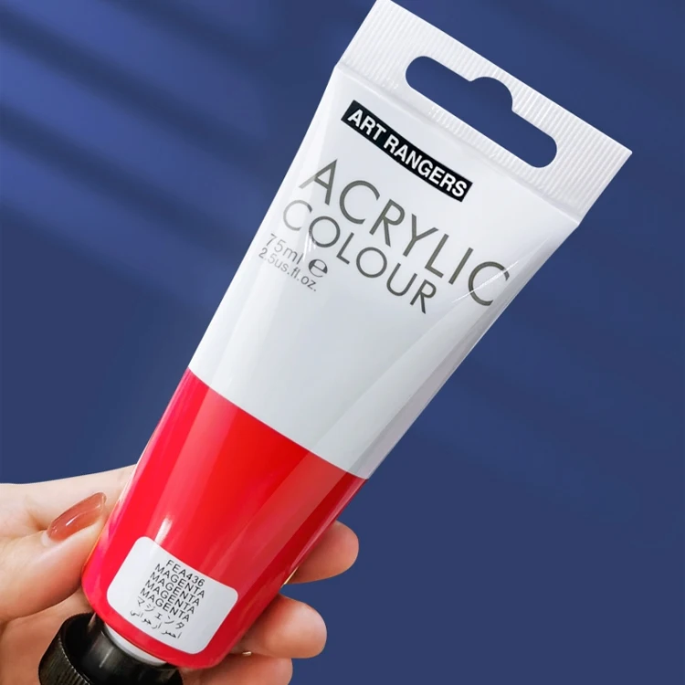 Factory Customized non toxic Professional 6 Colors 75ml tube for Artist Kids Art Painting for rock painting kit Acrylic Paint