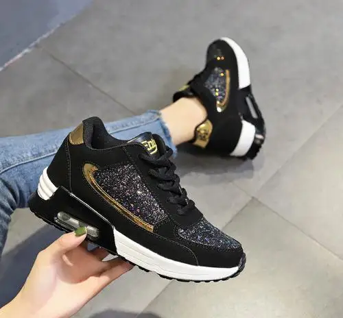 
2021 fashion air cushion platform women sneakers shoes ladies sport shoes uisex Flying knit shoes lace up 