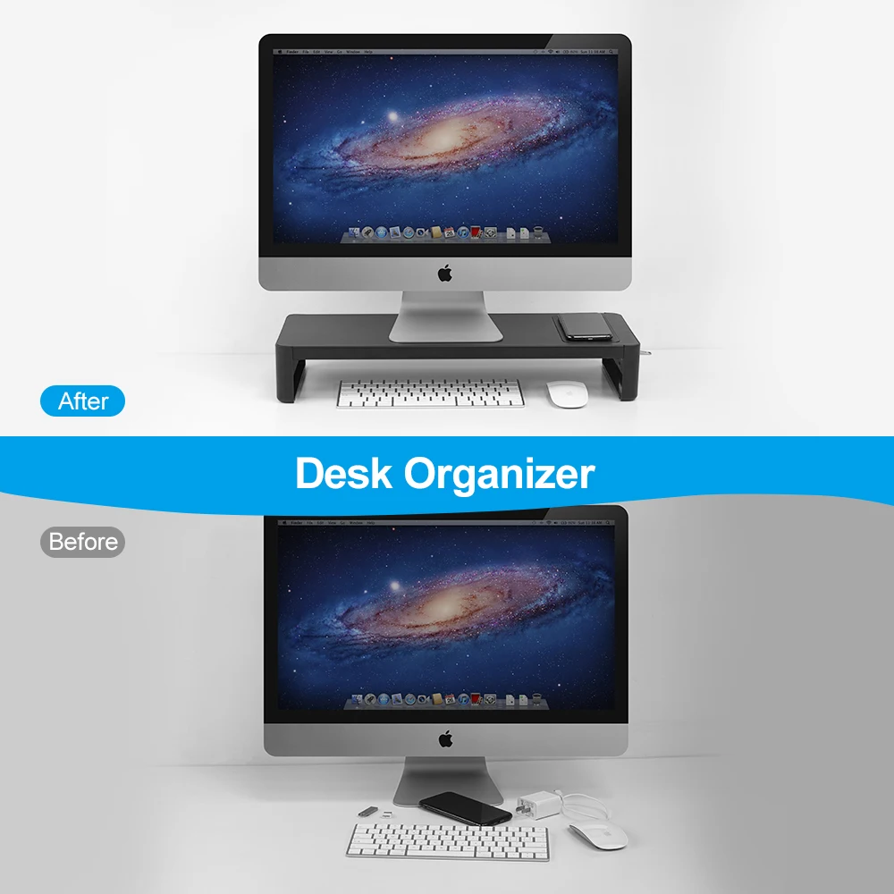 Monitor and Laptop Stand Riser Studio Monitor Stand with USB Hub and Wireless Charging Universal Computer Monitor Stand