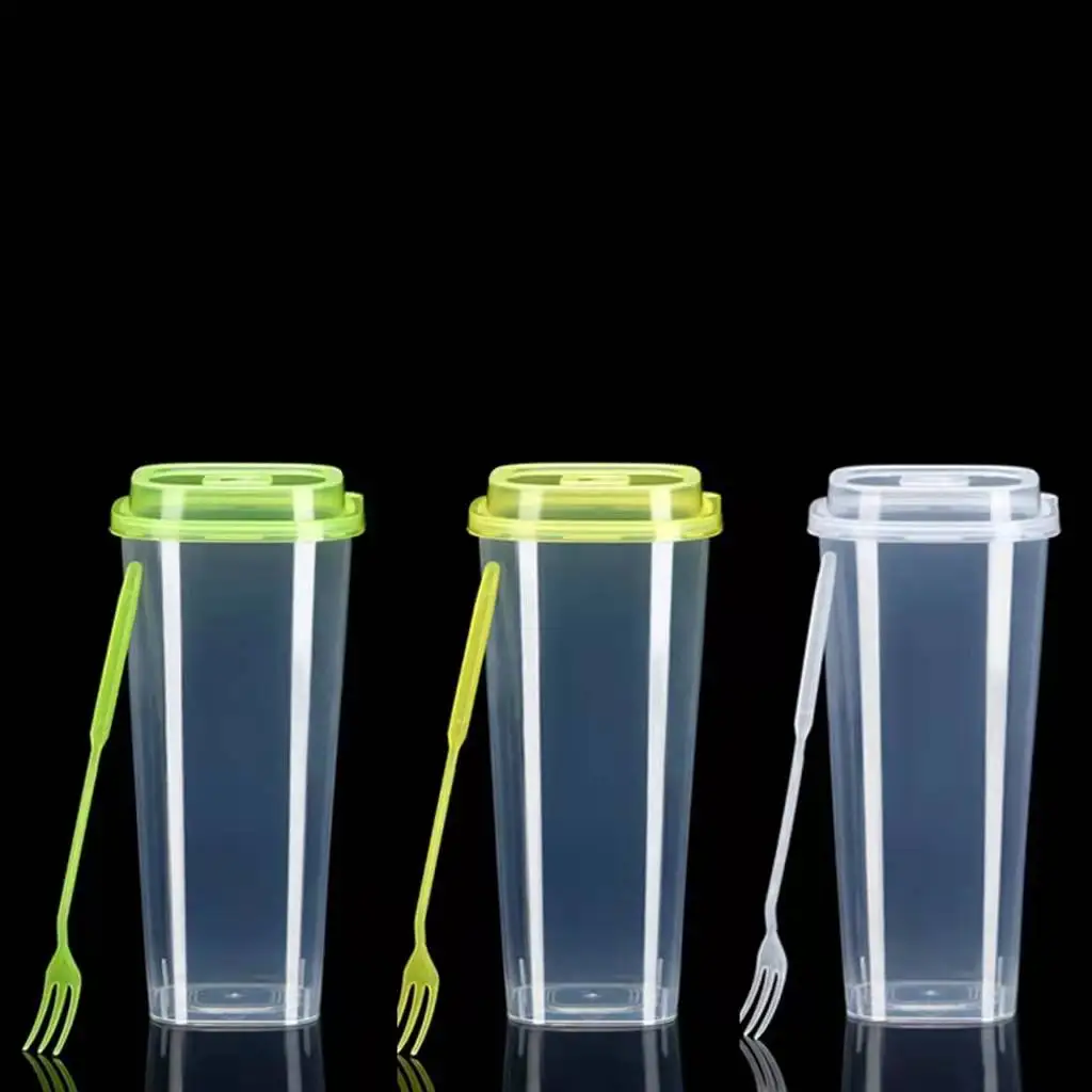 Оптовая продажа с завода пластиковая чашка крышкой для фруктов молока чая ПП ПВХ 24 унции квадратные чашки