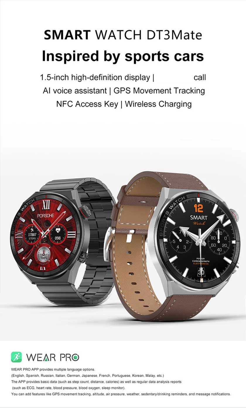 Brand new smart watch slider multi-sport mode 128MB Flash memory size Smartwatch DT3 Mate