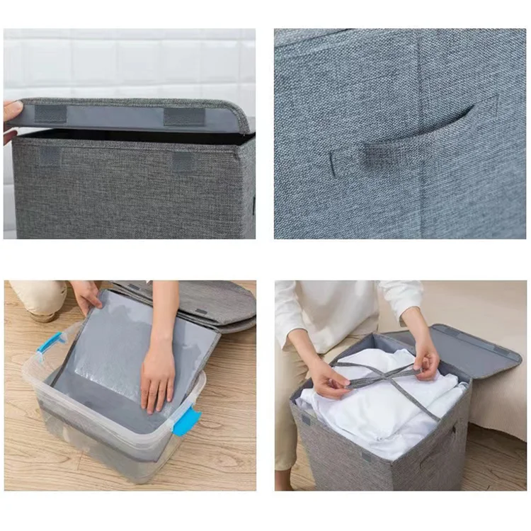 Collapsible Waterproof Canvas Round Fabric Storage Laundry Hamper Basket Safe