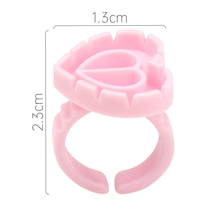 Pink/blue/white Eyelash Glue Cup 100pcs/bag Easy Fan Cup Lash Extensions Ring Heart Shaped Glue Rings