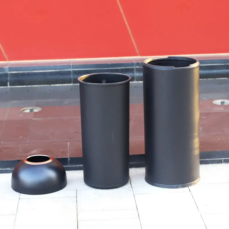 Round shape metal trash bin for outdoor and indoor use office litter bin with open lid garbage trash waste bin for cafe