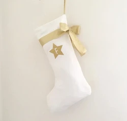 Christmas Gift Socks White Santa Stocking Blank Glitter Candy Storage Bag Festival Decoration Supplies Christmas Stocking