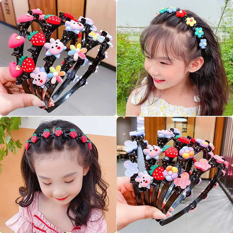 Mgirlshe 2021 Summer Popular Plastic Flowers Fruit Animal Cartoon Kids Hair Clips Headwrap Non-slip Headband for Gilrs Fashion