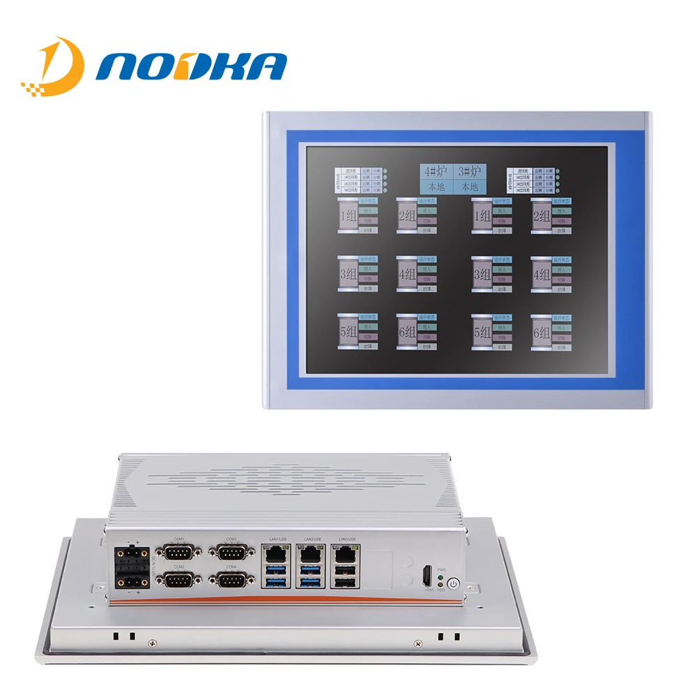 NODKA Industrial Touch Panel PC 12 Inch Resistive Touch Screen Core i3 i5 i7 All In One PC computer with DIO