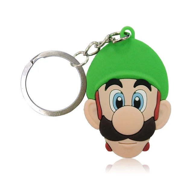 Cartoon Mario Bro Key Chain Mini Anime Figure Key Ring Kids Toy