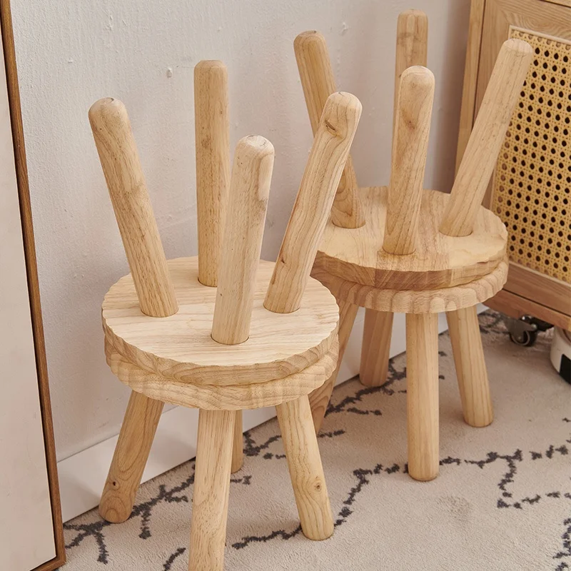 Living Room Furniture 100% Solid Wood Chairs Balconies Small Stools Kindergarten Student Chairs Outdoor Wooden Chairs