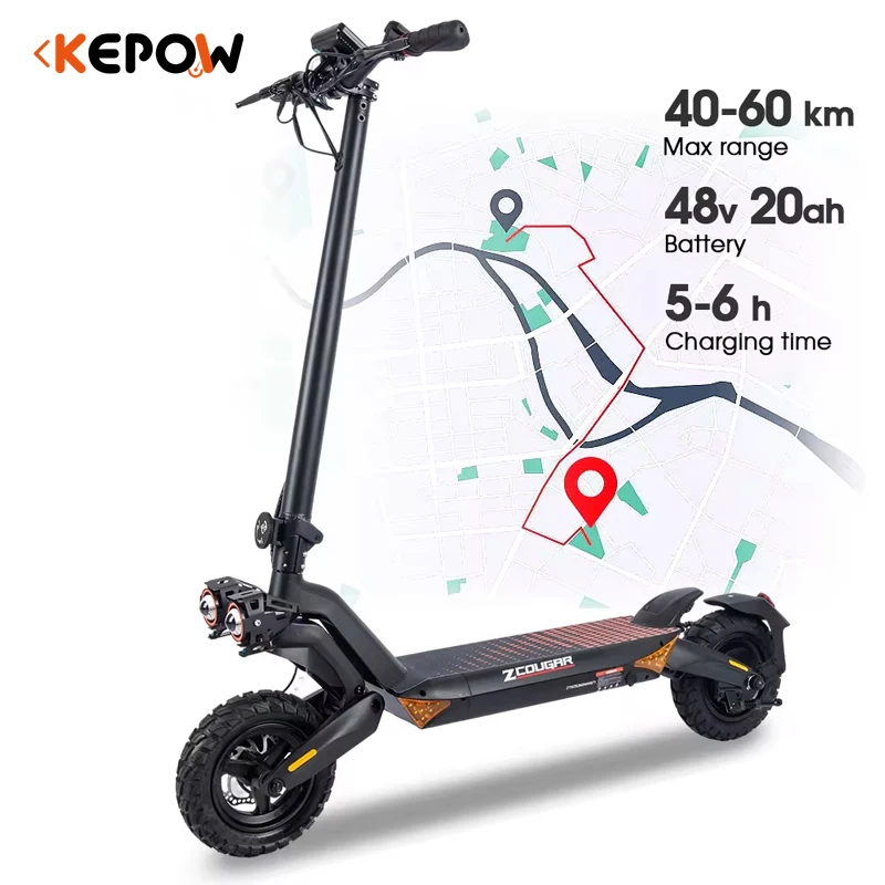 800W acceleration motor foldable electric scooter with 10-inch off-road wide tire