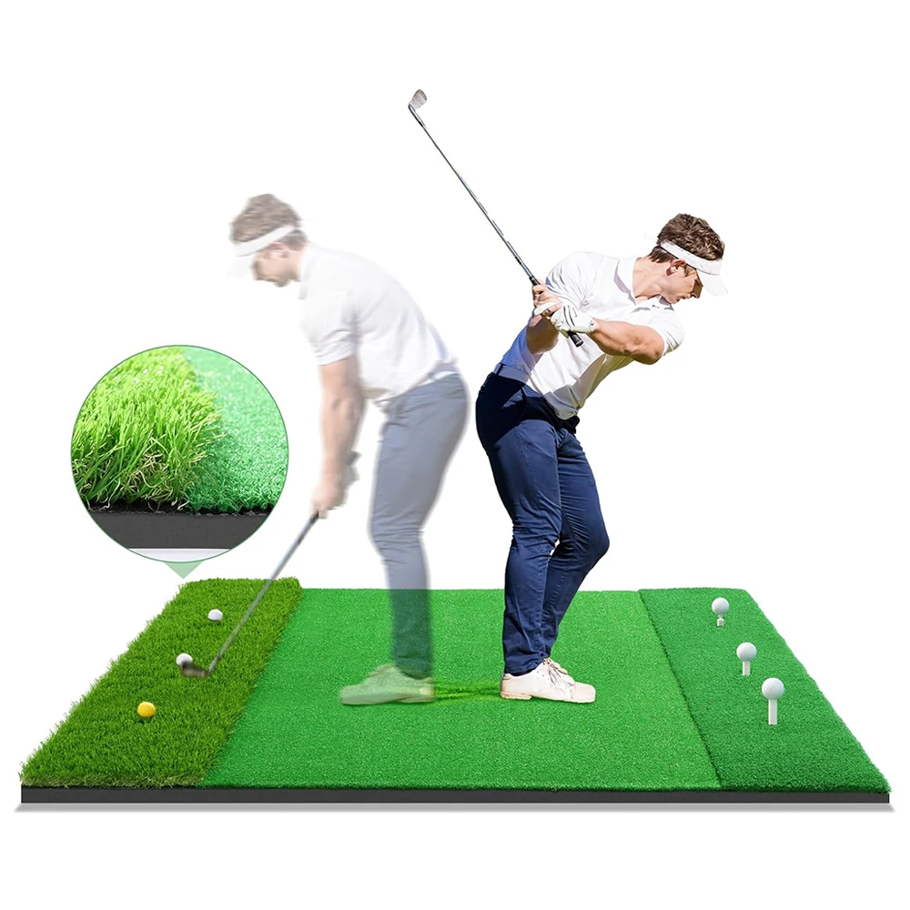 High Quality Dual Grass Turf 5x4ft Golf Hitting Mat Indoor Outdoor 3 in 1 Golf Practice Mat for Swing and Driving Range Training
