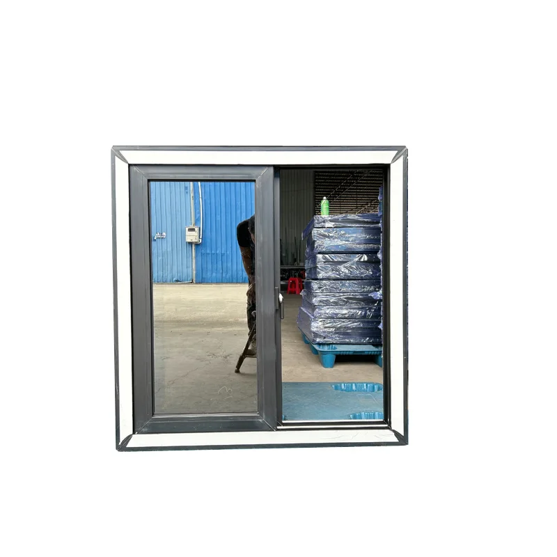 design Double glazed 2.5mm hurricane impact UPVC profiles conch window black color upvc sliding windows for bathroom for sale