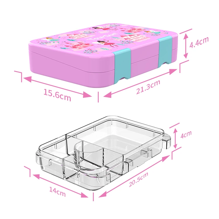 4 отделения Ланч-бокс Тритан бенто детский новый дизайн с логотипом на заказ