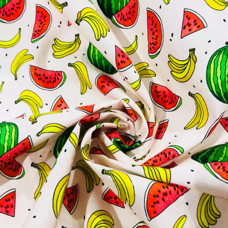 Hot selling watermelon banana Print 97% cotton 3% spandex custom digital printing poplin fabric for T-shirt
