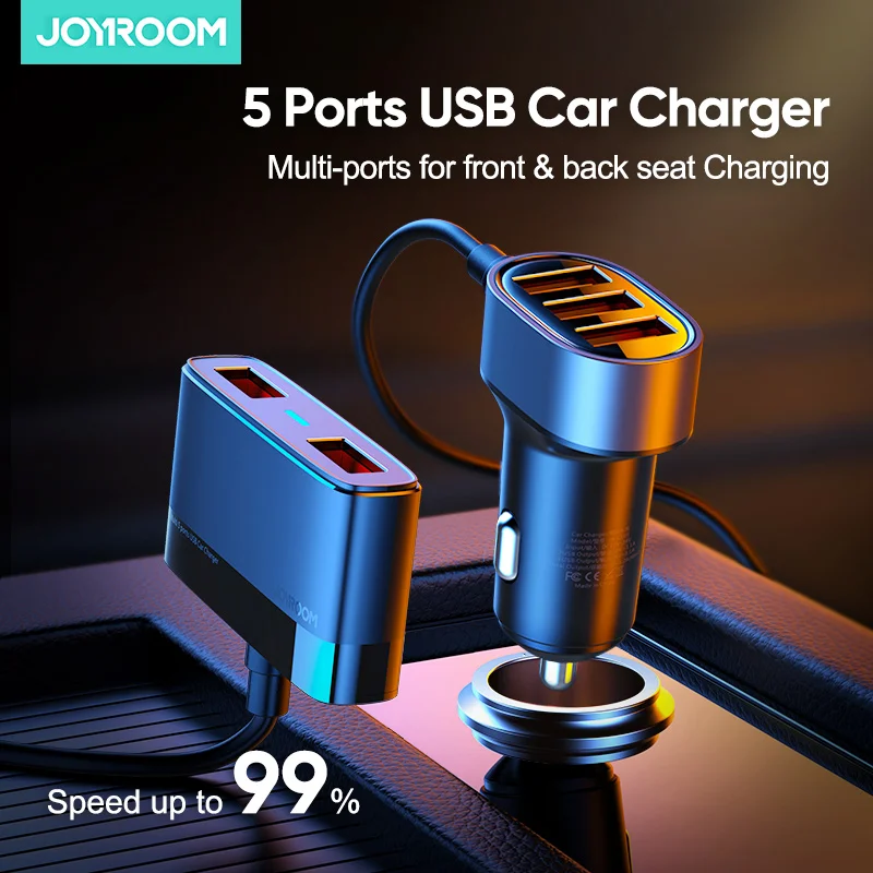  Высококачественное Автомобильное зарядное устройство Joyroom 5 в 1 с USB 30 Вт автомобильное несколькими портами портативное для мобильных телефонов/ноутбуков быстрая